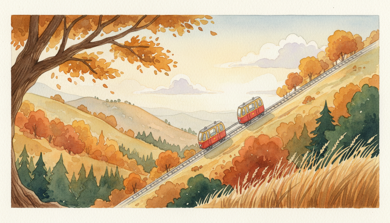 a funicular railway on a hillside