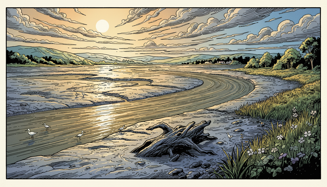 an estuary at the turn of the tide