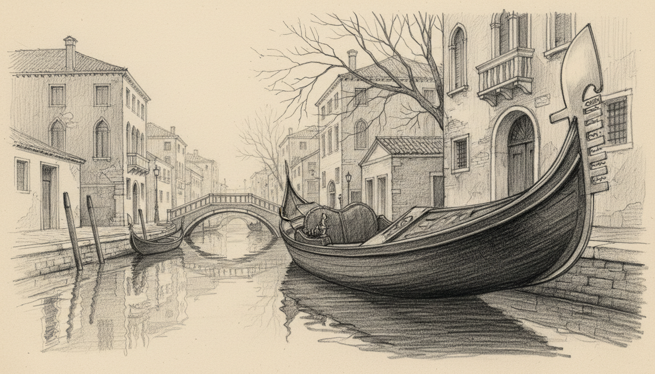 a gondola in an ordinary town