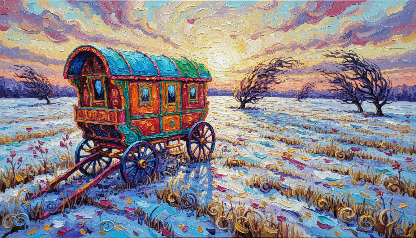a caravan parked in a field