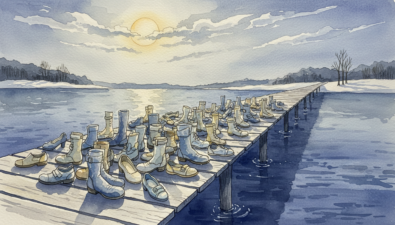 a jetty with everyone's shoes on it