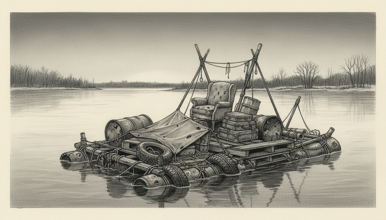 a raft made of things that were not meant to be a raft