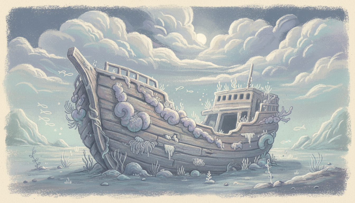 a shipwreck becoming a reef