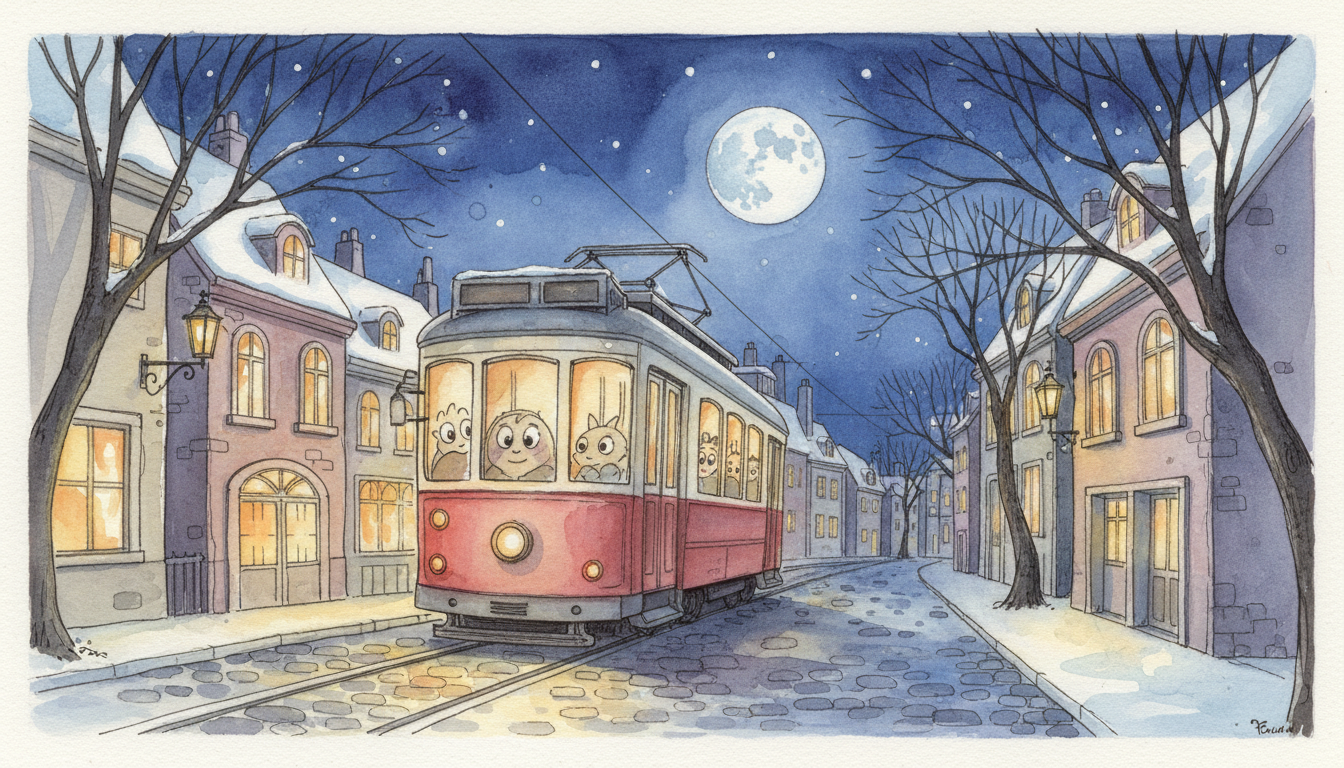 a tram climbing a steep street