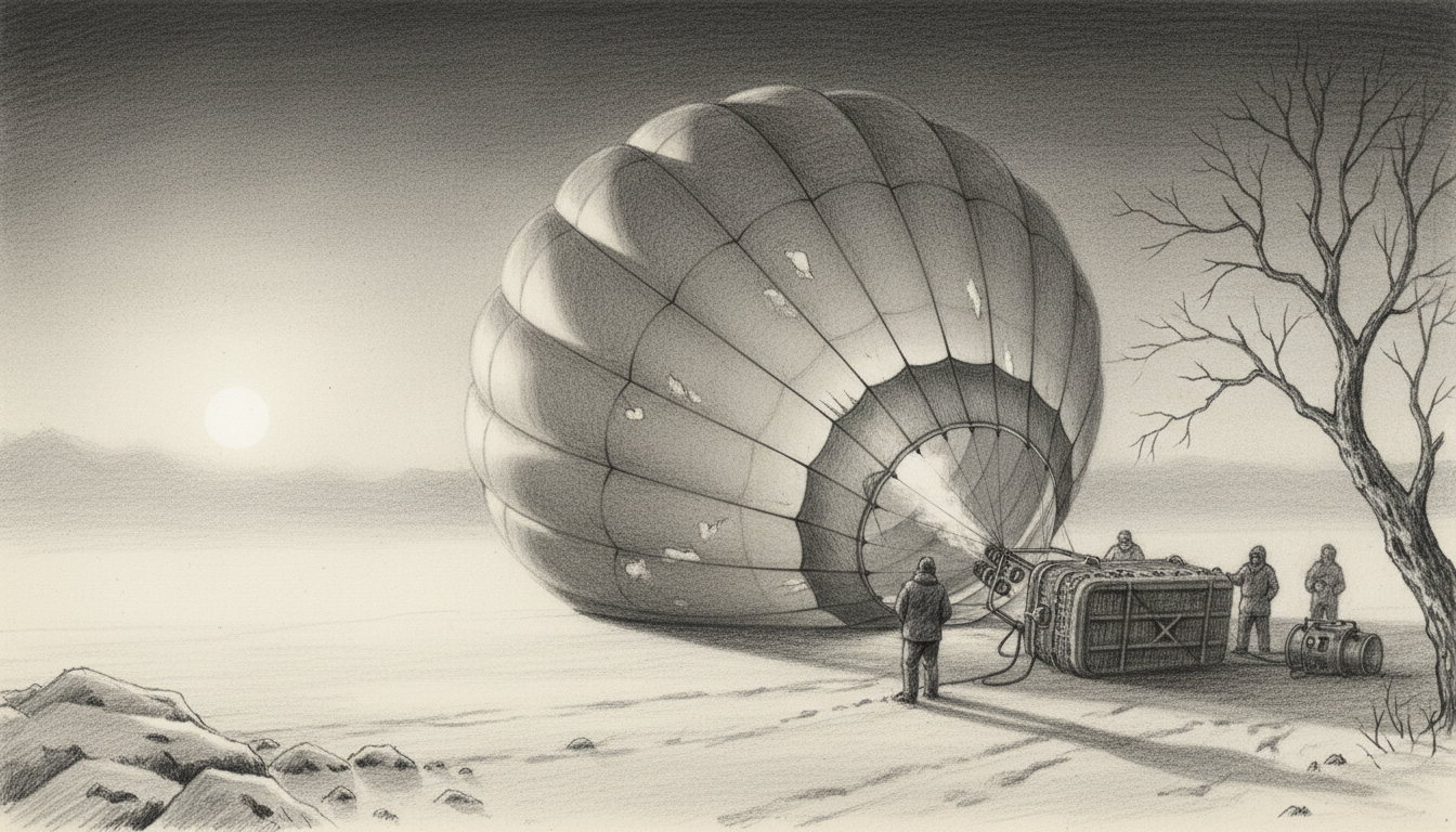 a hot air balloon inflating at sunrise