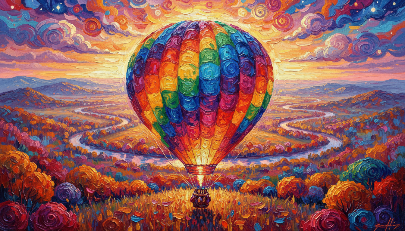a hot air balloon inflating at sunrise