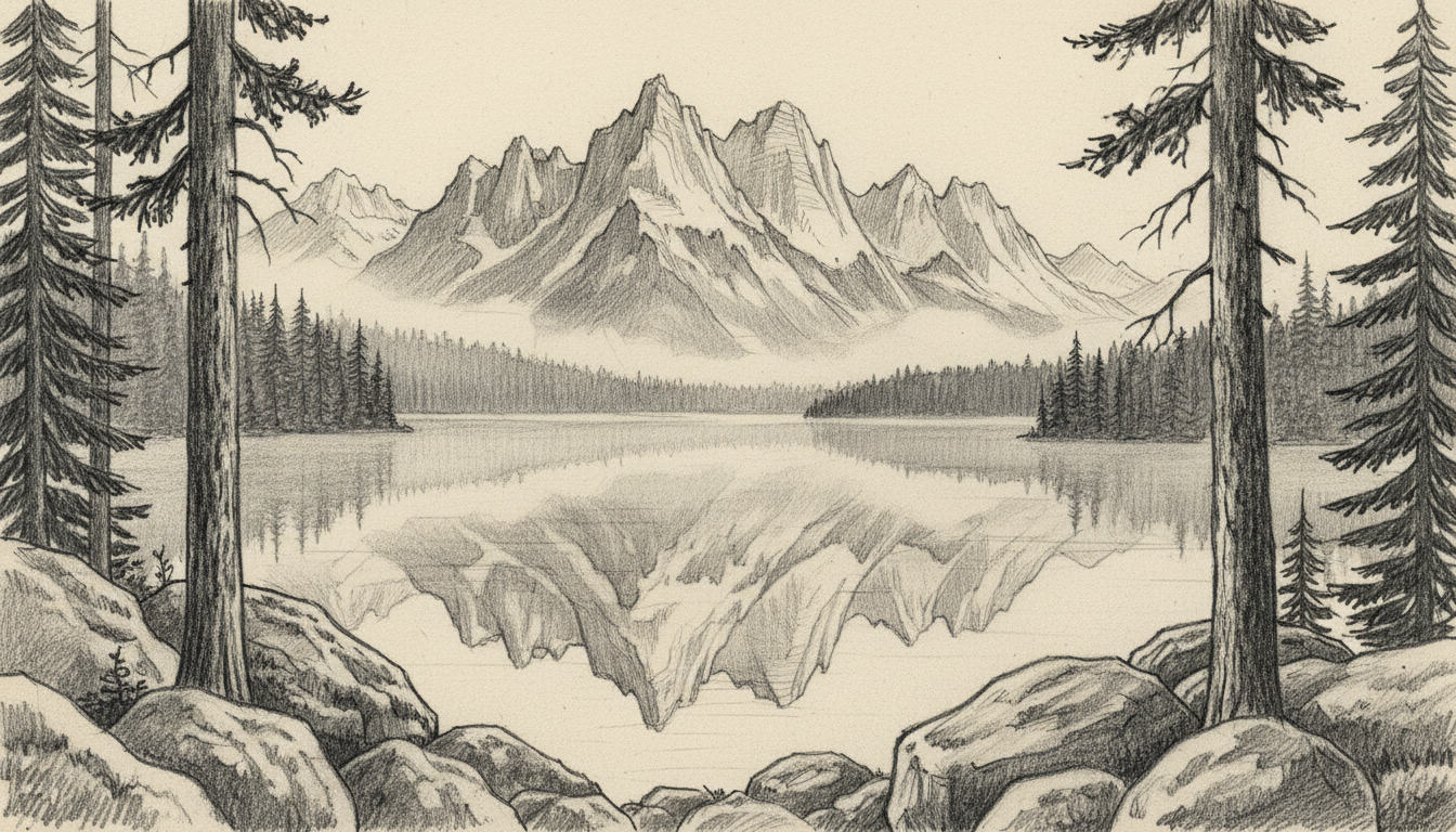 a lake so still it doubles the mountains