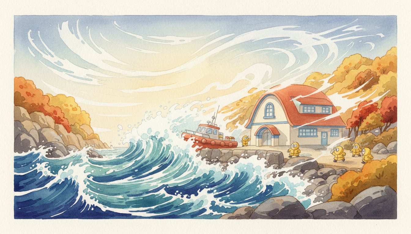 a coastguard station in a gale
