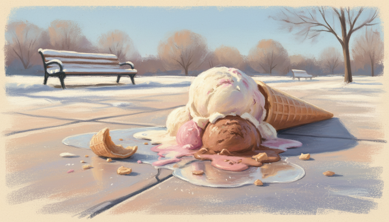 an ice cream dropped, and the aftermath