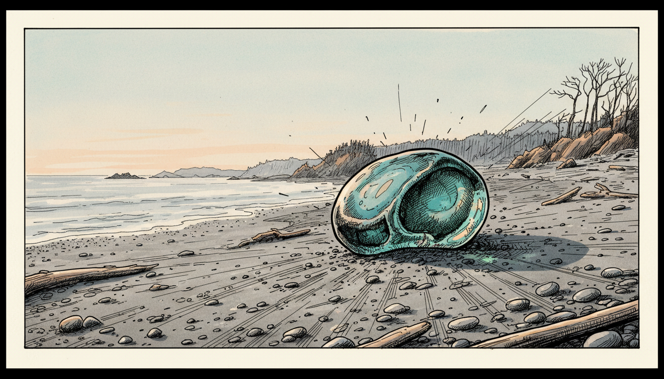 sea glass on a grey beach