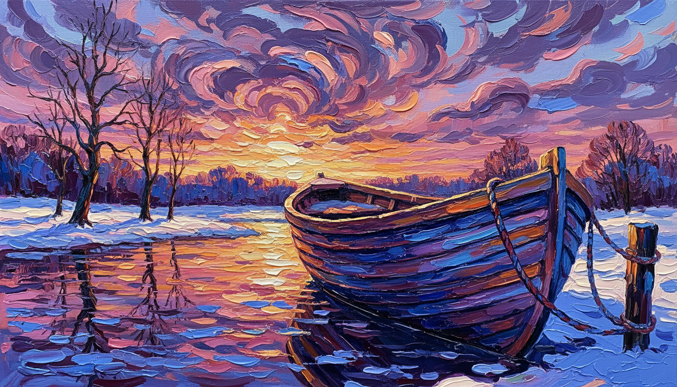 a rowboat tied up and going nowhere