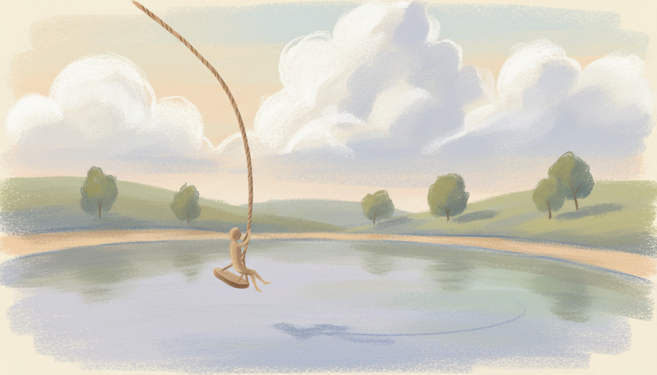 a swimming hole with a rope swing