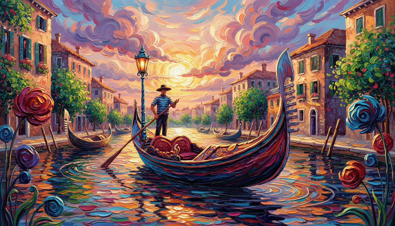 a gondola in an ordinary town