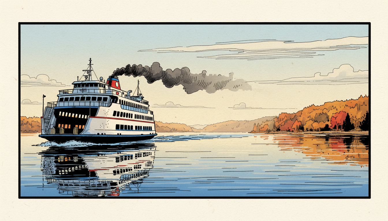 a ferry crossing in flat calm