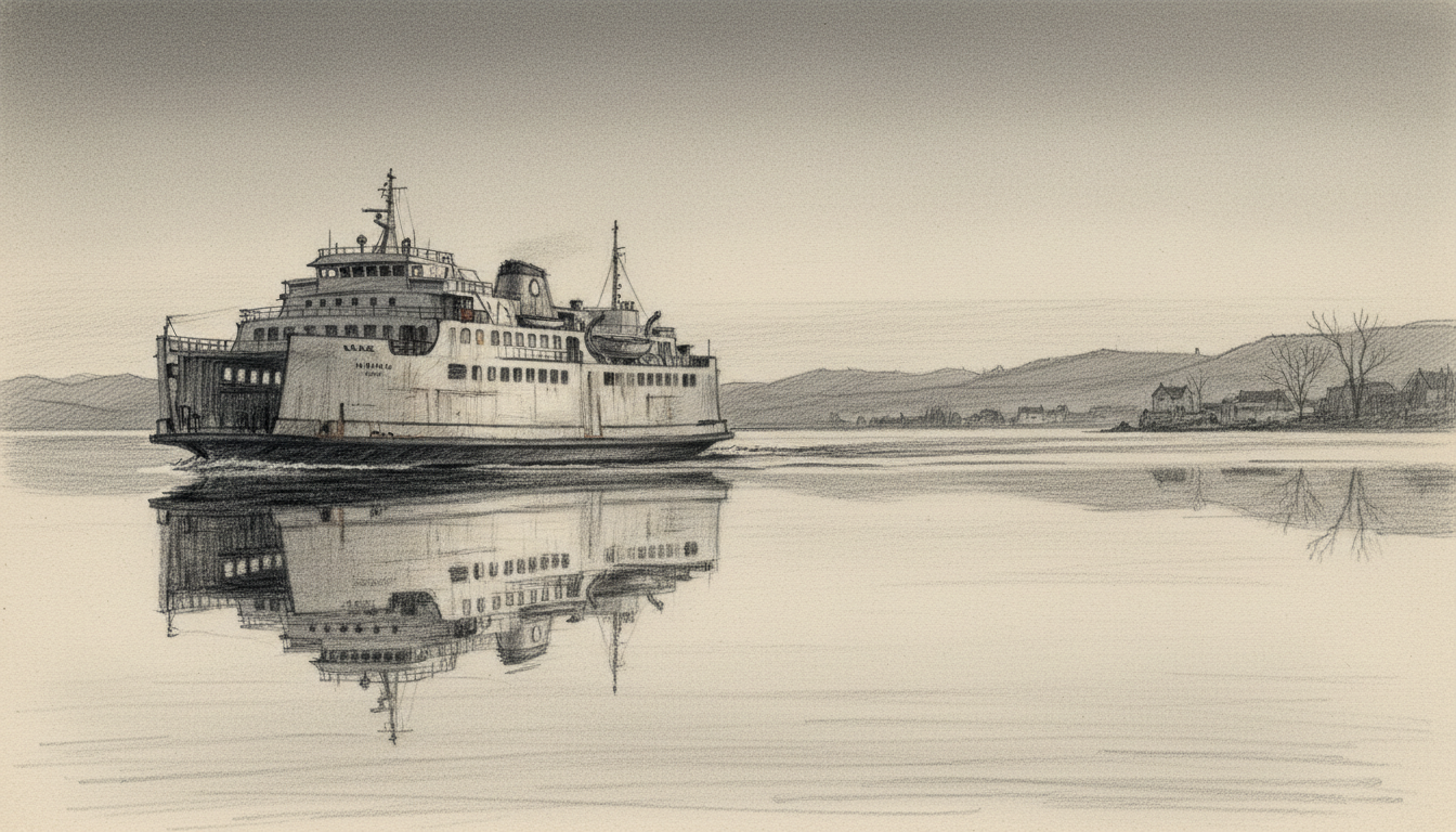 a ferry crossing in flat calm