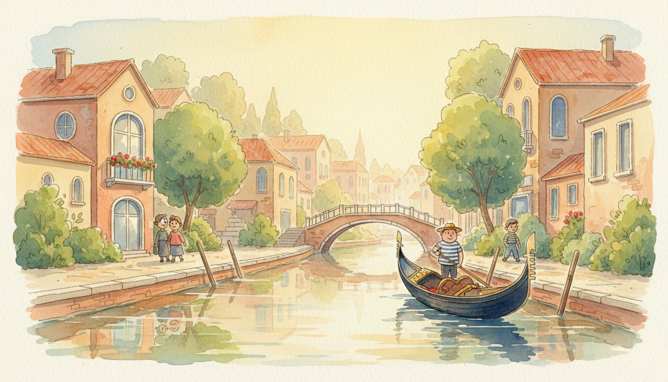 a gondola in an ordinary town