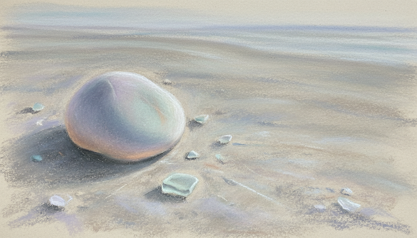 sea glass on a grey beach