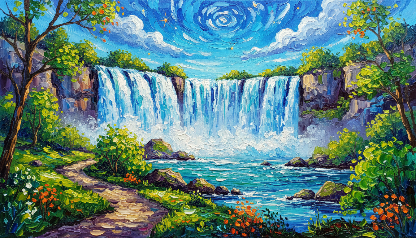 a waterfall reached after a long walk