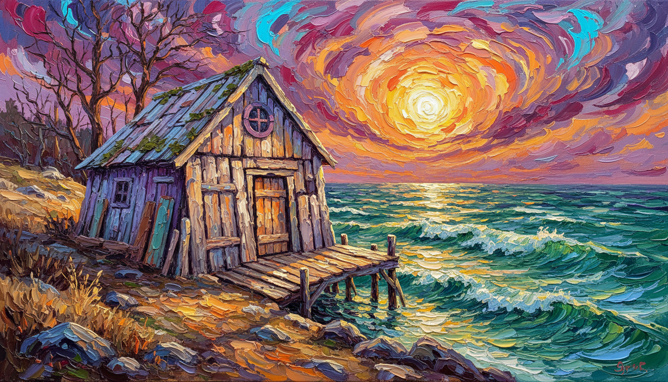 a fisherman's shed built of driftwood